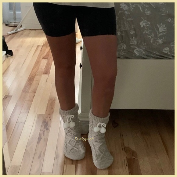 UGG Fleece Lined Pom Pom Socks Cozy Boot Cute Soft Womens Girls Glitter New - Picture 4 of 8